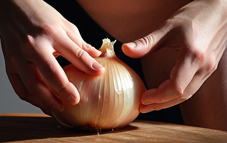 **Introspective Journey:** A person peeling back layers of an onion, revealing inner light. Soft, warm color palette. Symbolic of self-discovery and vulnerability.