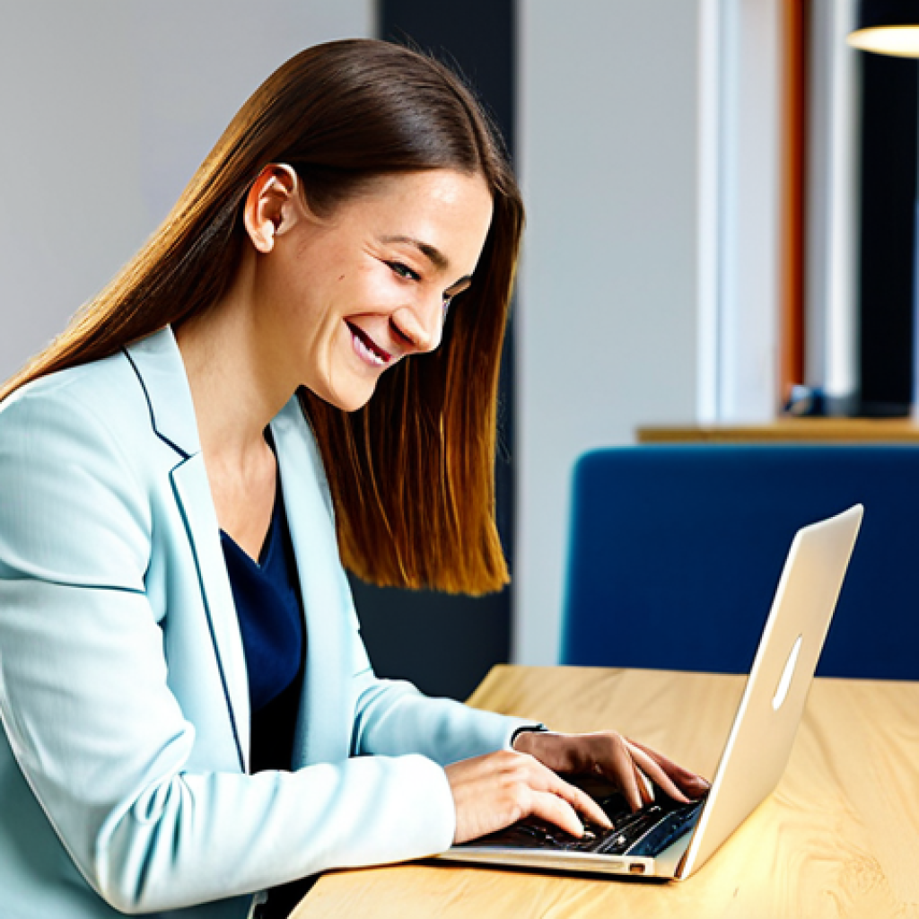 Freelancer at Work**

A woman happily working on her laptop at a bright, modern co-working space. She is fully clothed in comfortable, stylish work attire. The scene includes other professionals collaborating in the background. Focus on the positive and productive atmosphere. "Safe for work," "appropriate content," "fully clothed," "professional," "perfect anatomy," "correct proportions," "natural pose," "well-formed hands," "proper finger count," "natural body proportions."

**