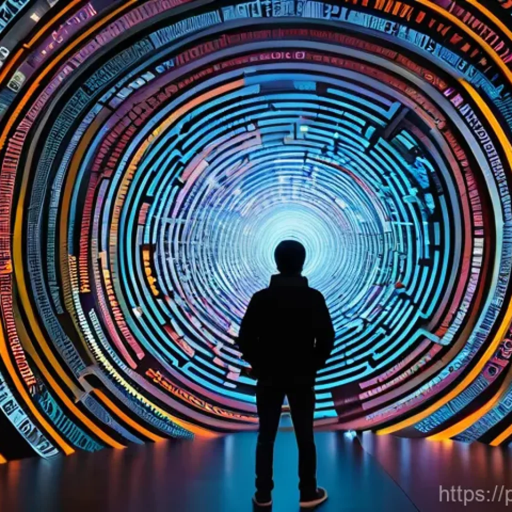 자아 한계 확장을 위한 비판적 사고 훈련 - The Information Navigator**
A young person, fully clothed in modern casual wear, stands confidently ...