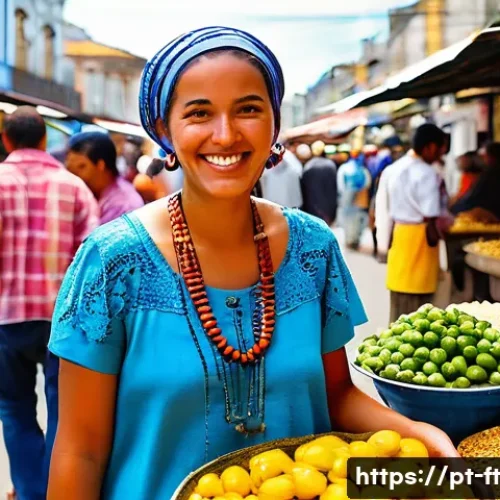 Home 33 자아 한계 확장을 위한 다양한 문화 체험하기 - A bustling street market scene in Salvador, Bahia, Brazil. The market is alive with vibrant colors, ...