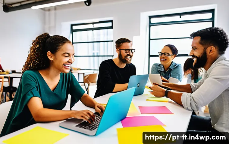 자아 한계 확장을 위한 그룹 활동의 중요성 - A diverse group of adults engaged in a lively brainstorming session around a large table in a modern...