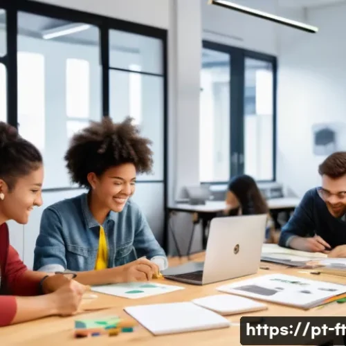 Home 17 자아 한계 확장을 위한 경험 기반 학습 방법 - A dynamic workshop scene in a modern co-working space in São Paulo, Brazil, featuring diverse young ...