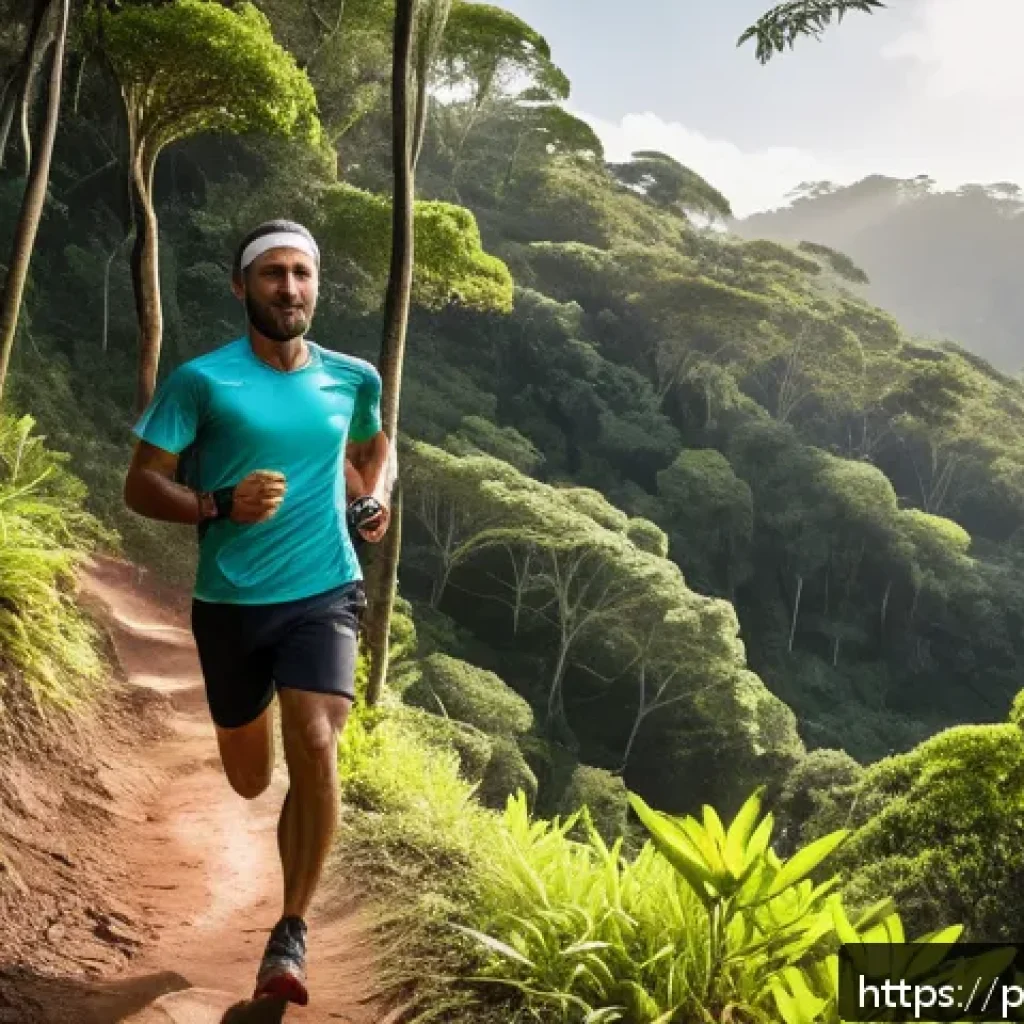 자아 한계 확장을 위한 신체적 도전 과제 - A determined adult male athlete running a long-distance trail through lush green forests in Brazil, ...